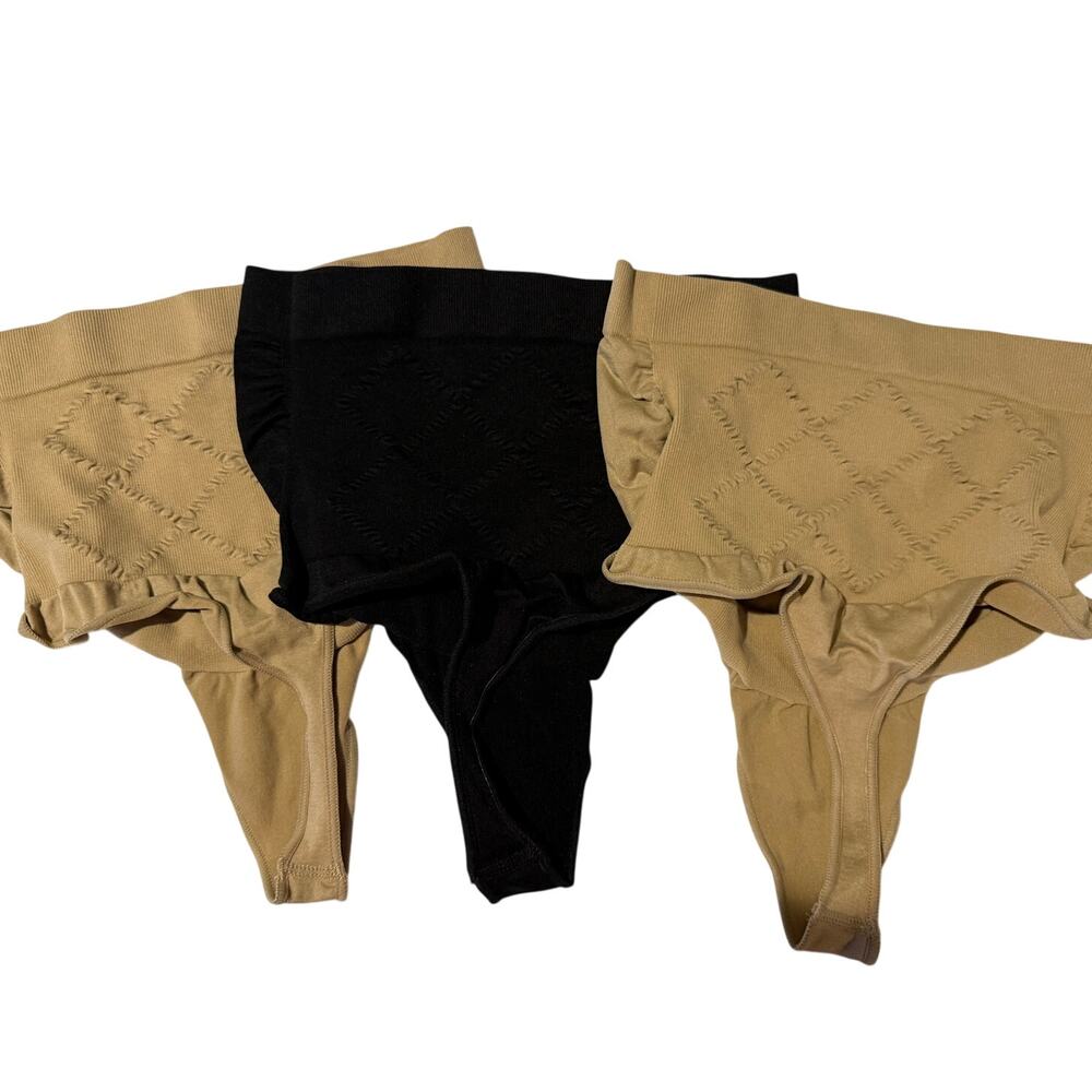 Seamless Maternity Shapewear Thongs high waisted Underwear nude black Set Small